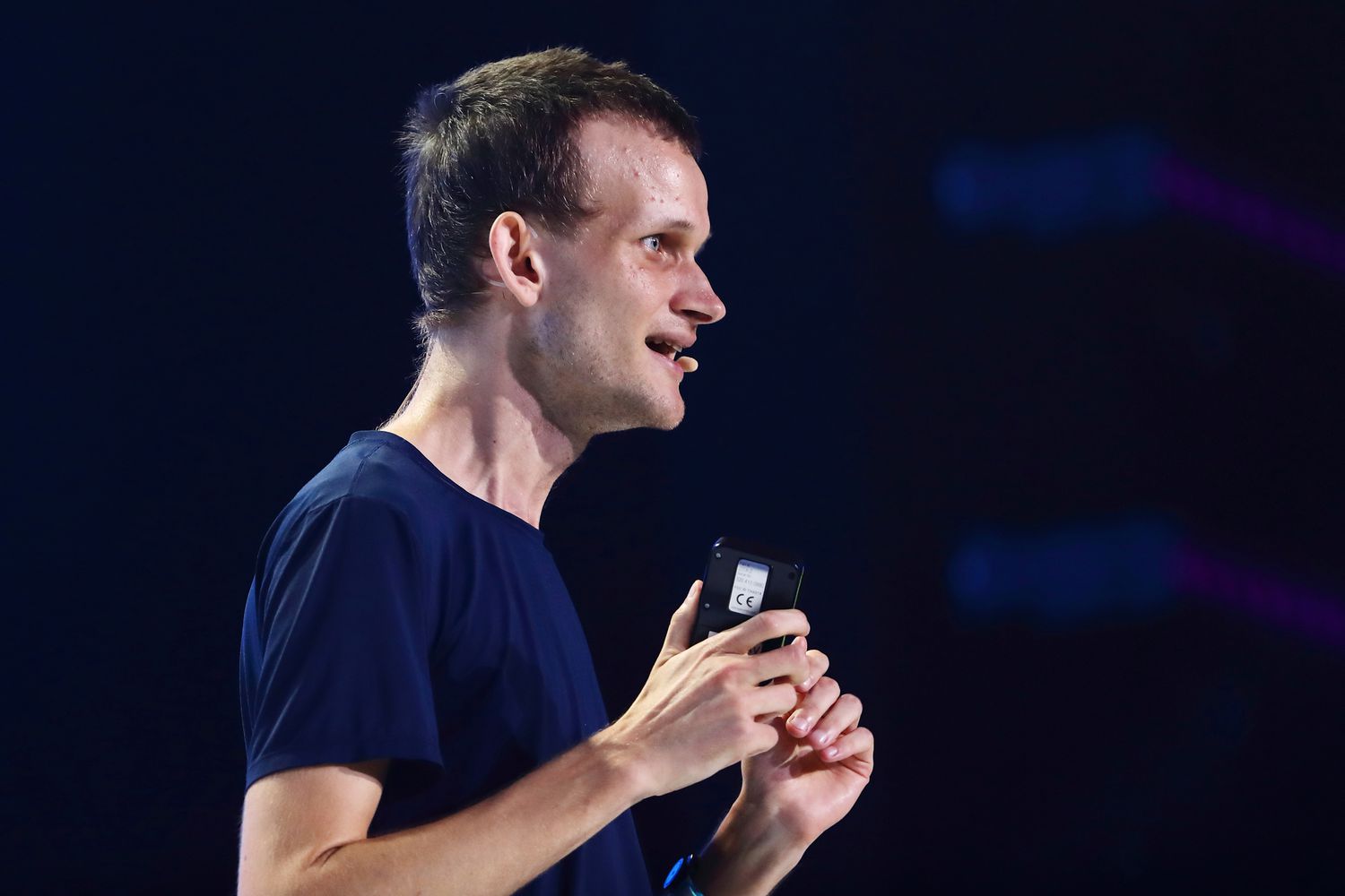 Vitalik Buterin, co-founder of Ethereum, speaks at the Token2049 conference in Singapore, on Wednesday, Sept. 18, 2024. 