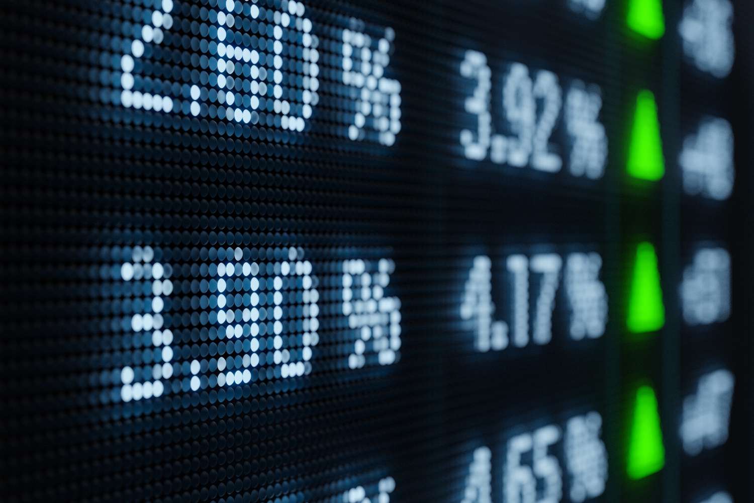 A close up of various bond yields showing on an screen.