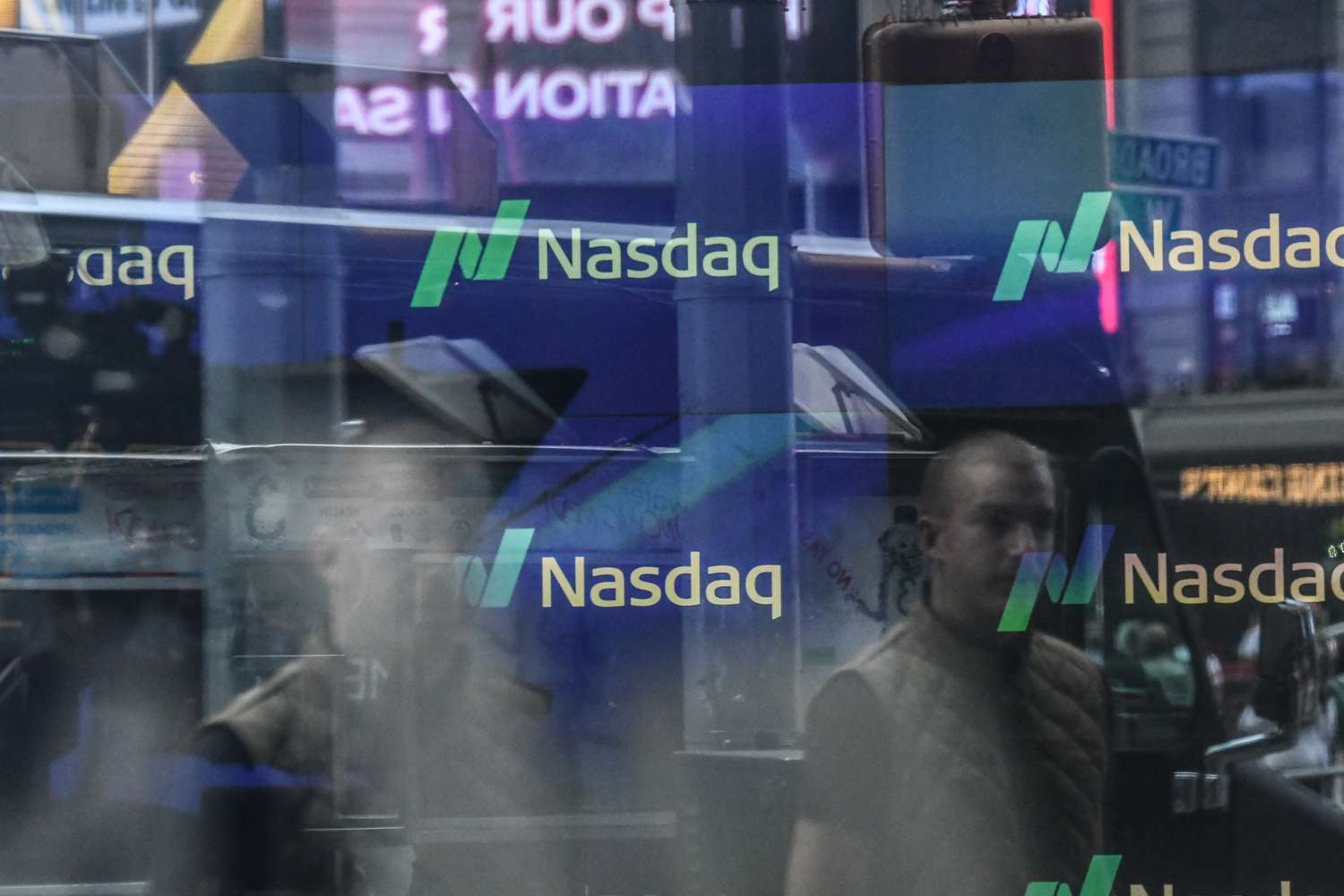 The Nasdaq MarketSite in New York, US, on Friday, Oct. 27, 2023.