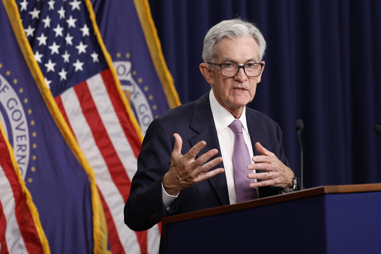 Federal Reserve Chairman Jerome Powell speaks during a news conference following the September meeting of the Federal Open Market Committee at the William McChesney Martin Jr. Federal Reserve Board Building on September 18, 2024 in Washington, DC. 