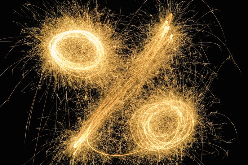 Percentage sign drawn with a sparkler