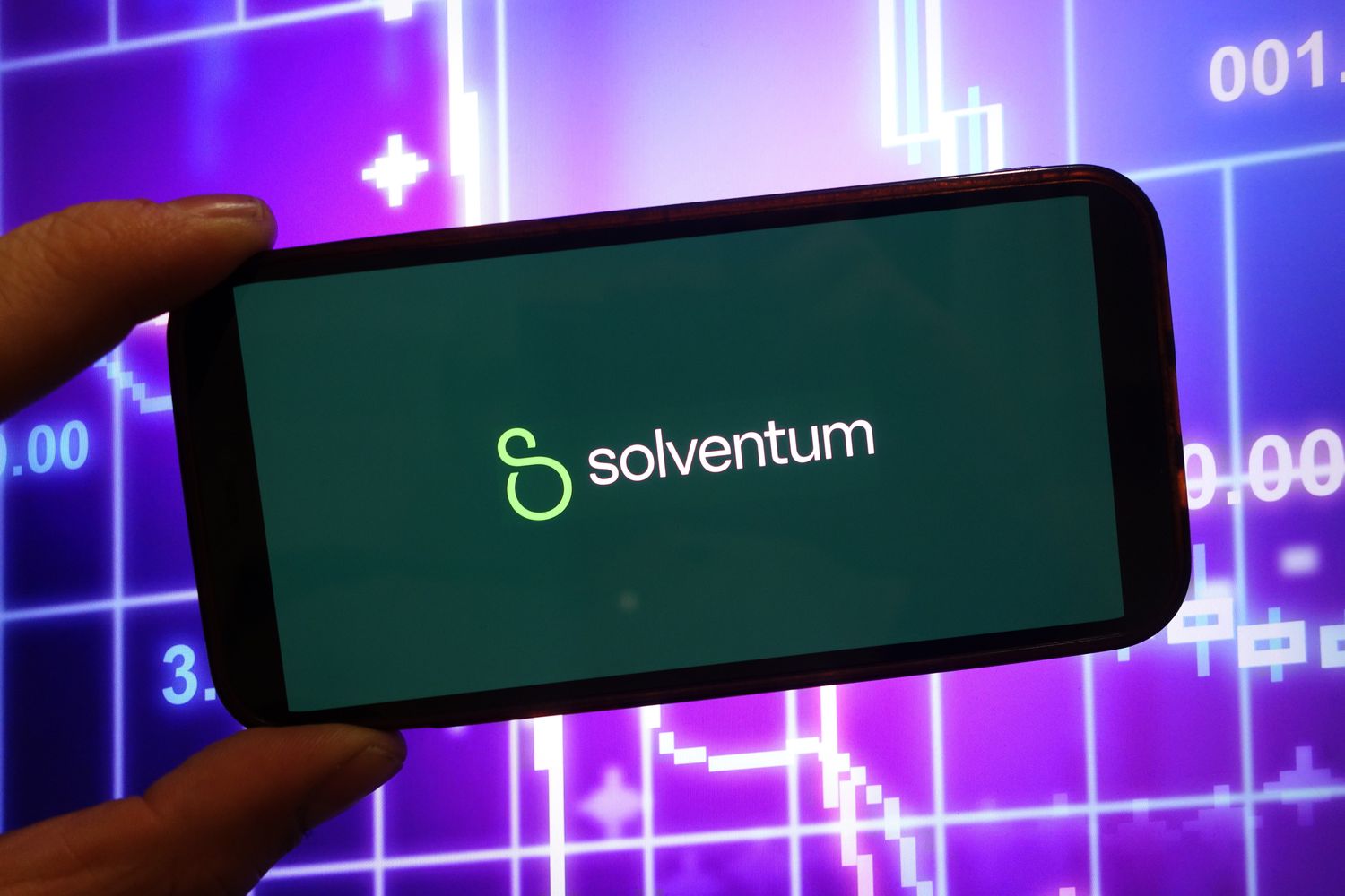 Solventum logo displayed on a smartphone screen