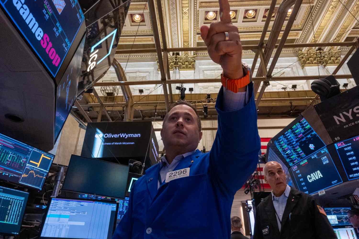 Traders on the floor of the New York Stock Exchange. 