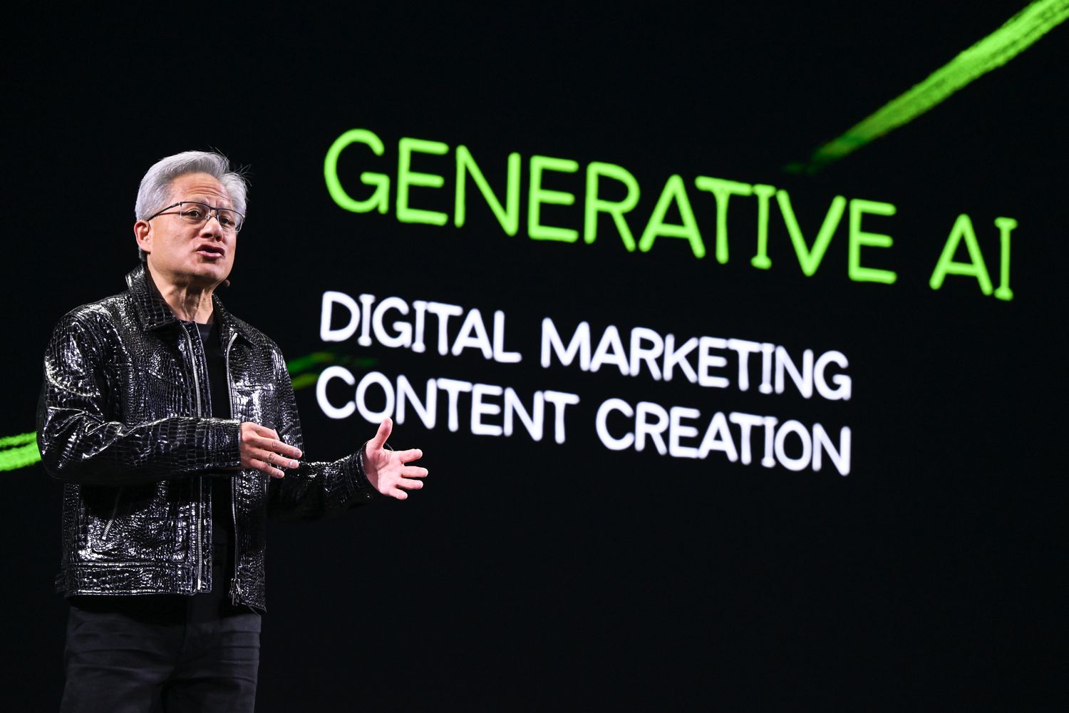 Nvidia CEO Jensen Huang at the keynote of CES 2025 in Las Vegas, Nevada, on Jan. 6, 2025