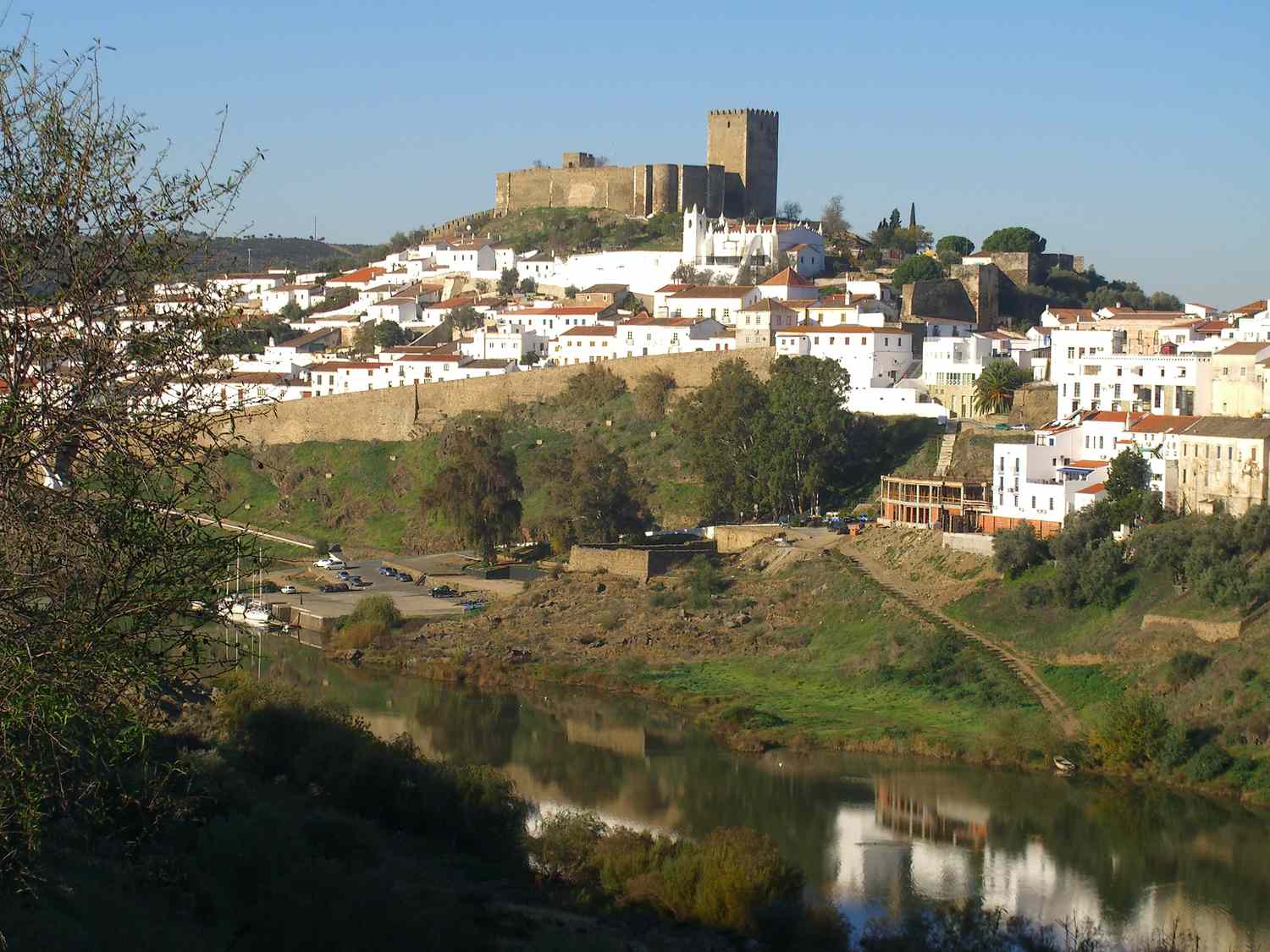 A medieval castle guards the ancient city in Mertola, Portugal