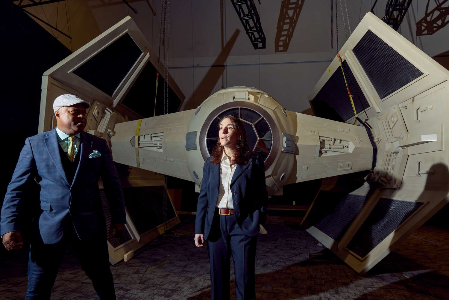 Beth Hammack, president and chief executive officer of the Federal Reserve Bank of Cleveland, right, and Dr. Frederic Bertley, president and chief executive officer of the Center of Science and Industry (COSI), during a tour of an upcoming Star Wars exhibit in Columbus, Ohio, US, on Wednesday, April 16, 2025. 