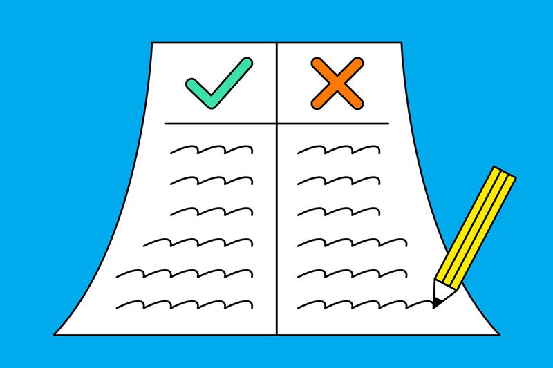Illustration of a pro and con list.