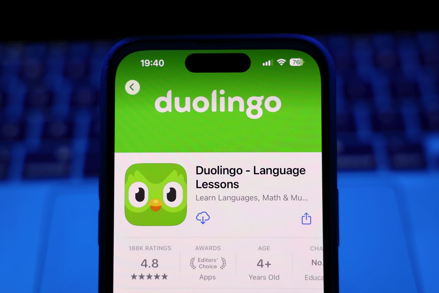 Duolingo app in the Apple App Store on a smartphone screen