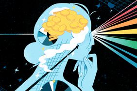 Illustration of a woman thinking about money and personal finance.