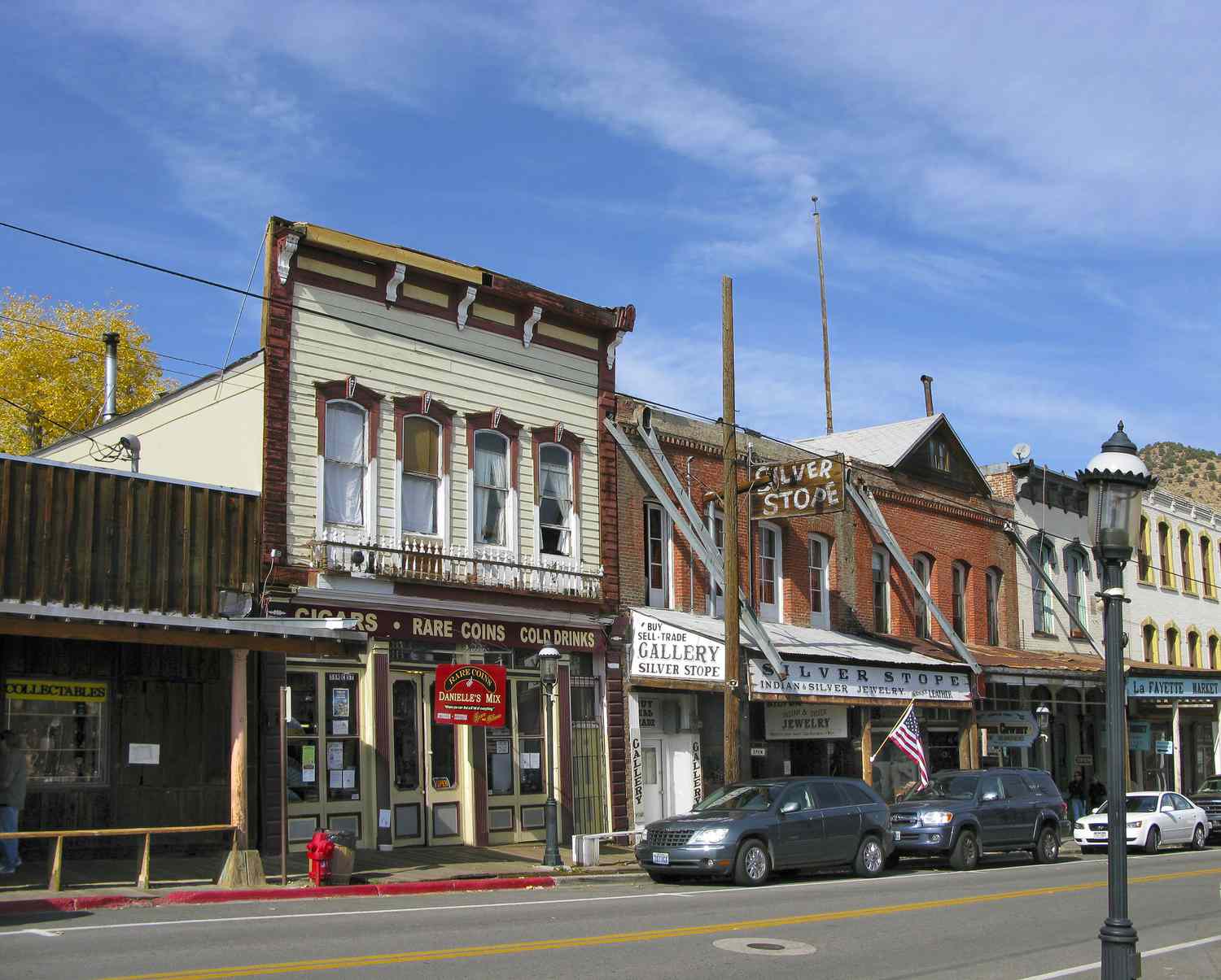 Central street with historical buildings in Virginia City, Nevada, USA