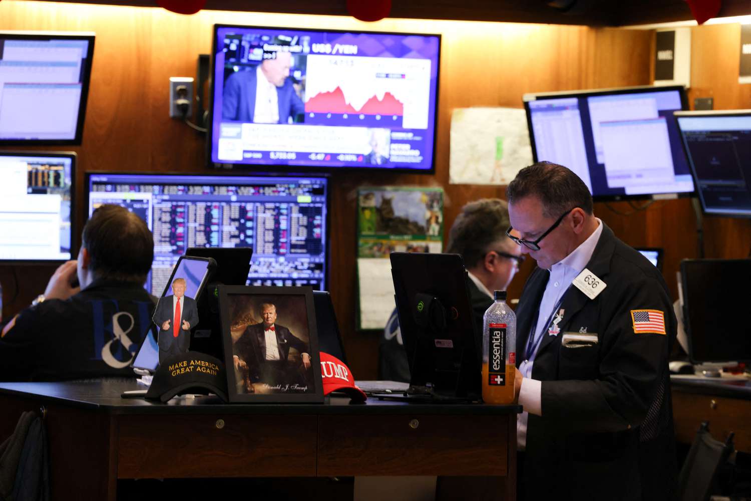 Traders work on the floor of the New York Stock Exchange.
