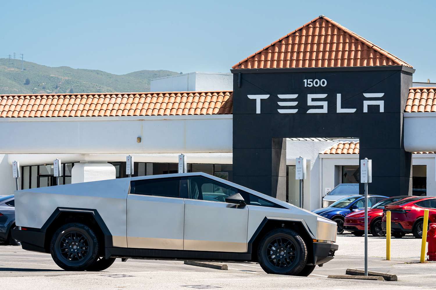 A Tesla Cybertruck at the company's store in Colma, California