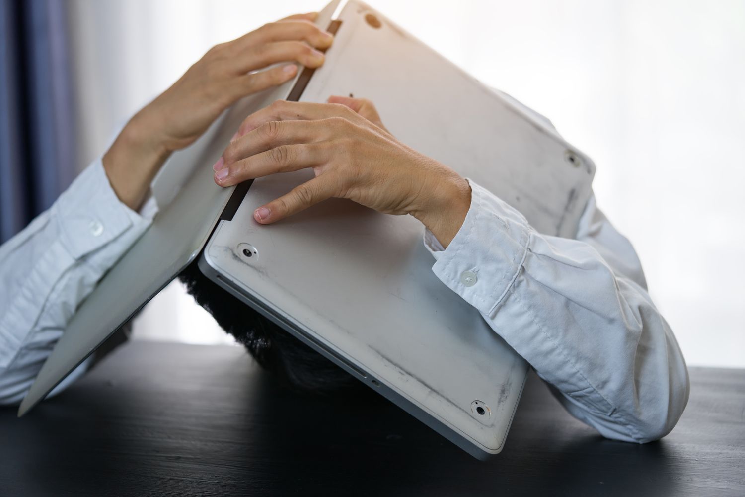 Business person stressed over possible bankruptcy