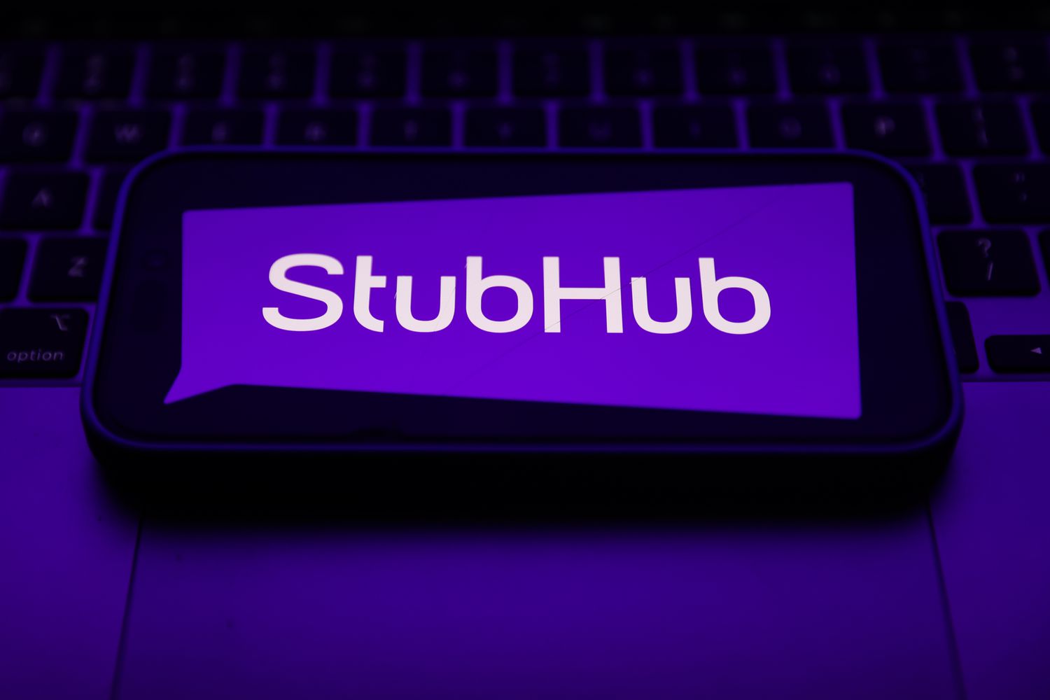 StubHub logo displayed on a phone screen