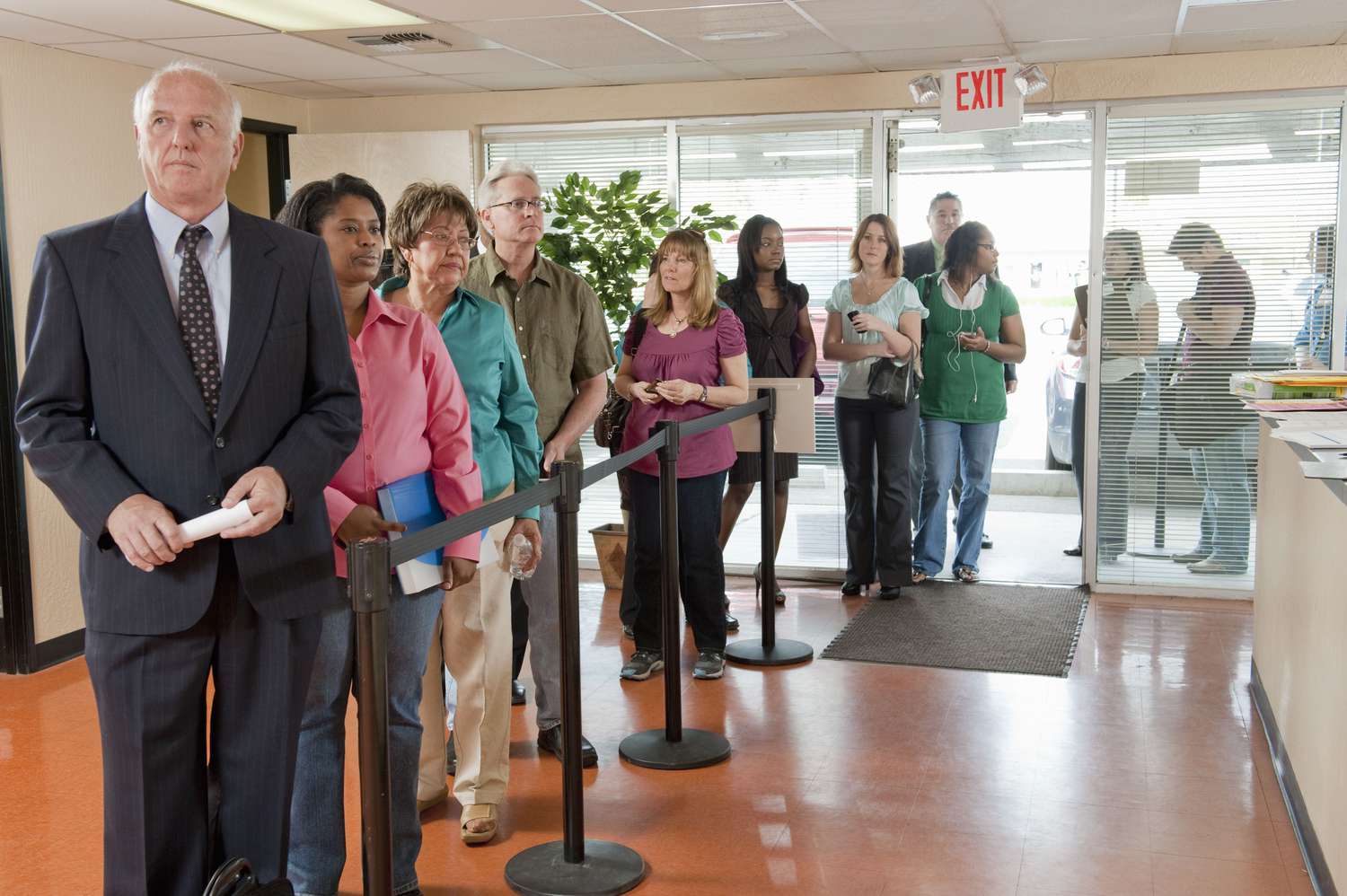 Long line of people 