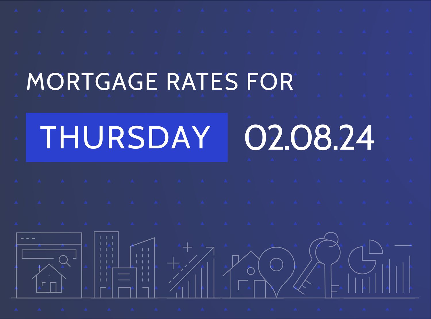 Dark blue image with Mortgage Rates for Feb. 8, 2024