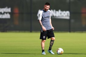 Lionel Messi #10 of Inter Miami CF looks on during an Inter Miami CF Training Session at Florida Blue Training Center on September 15, 2023 in Fort Lauderdale, Florida. 
