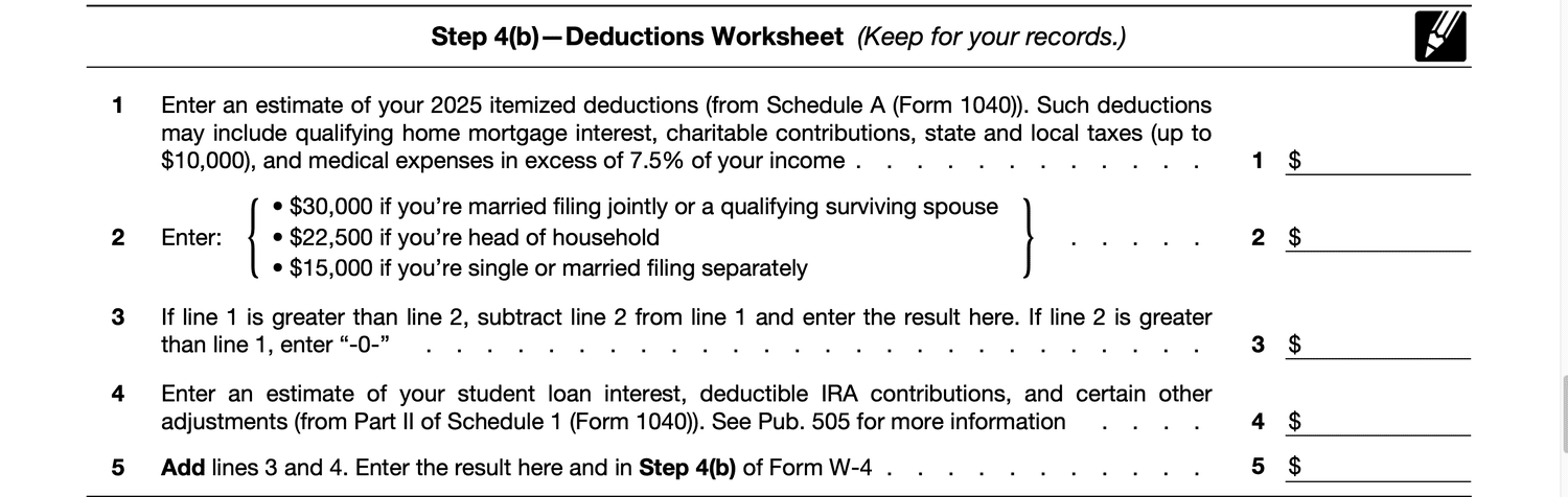 Deductions Worksheet