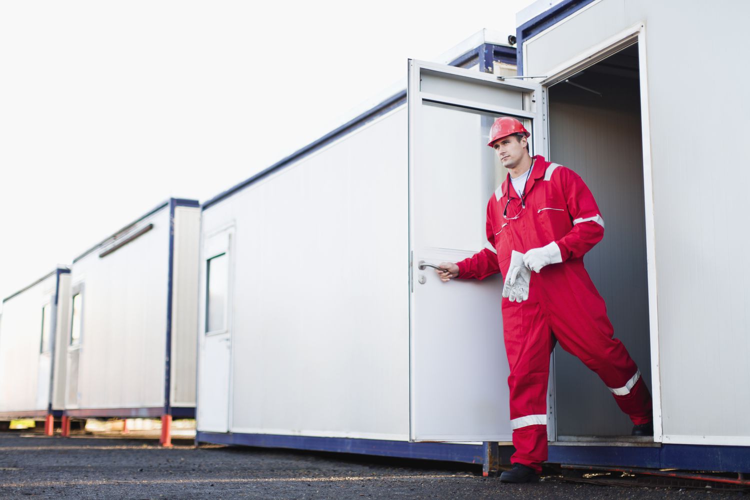 Worker exiting a trailer