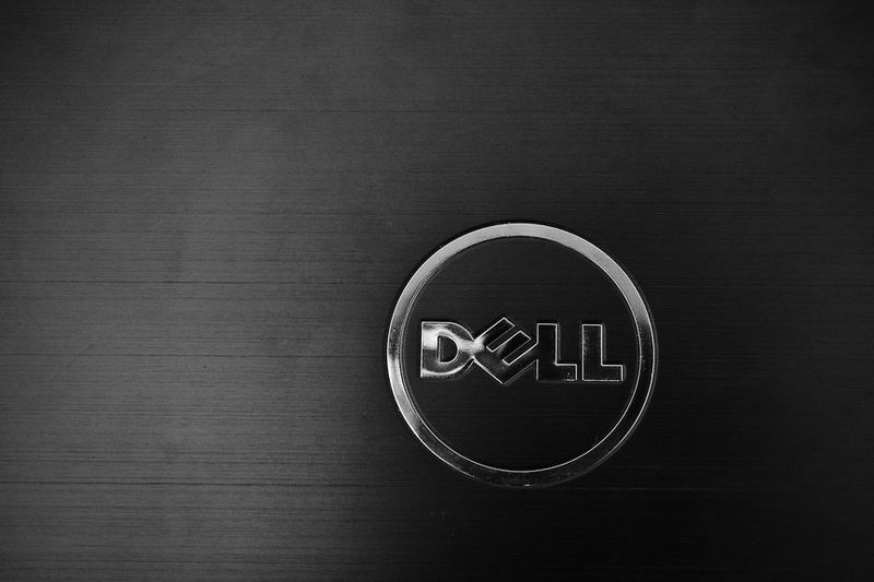 The Dell logo on a PC case