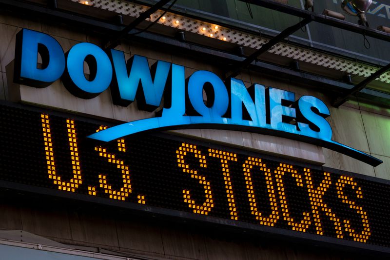 The illuminated Dow Jones sign in Times Square