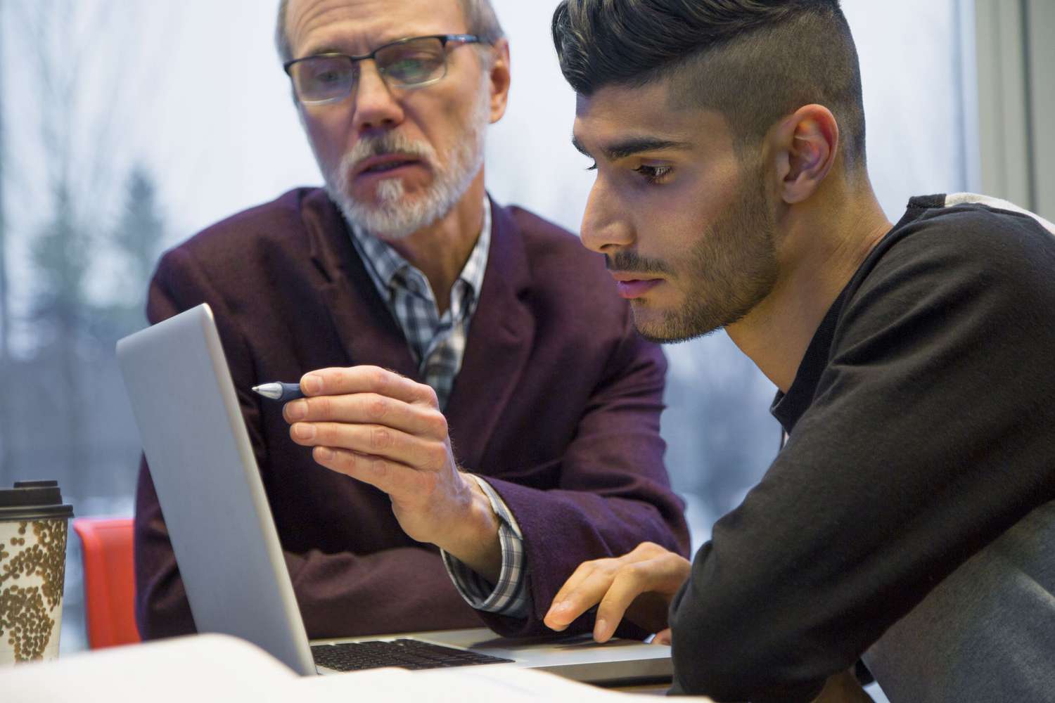Professor and college student