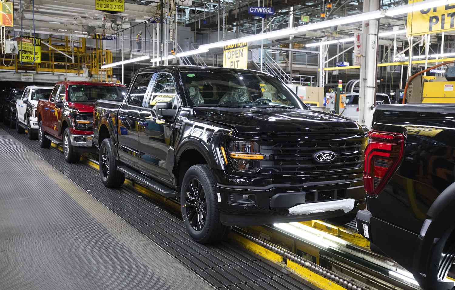  The new Ford F-150 truck is launched at a celebratory event at the Ford Dearborn Plant on April 11, 2024 in Dearborn, Michigan. 
