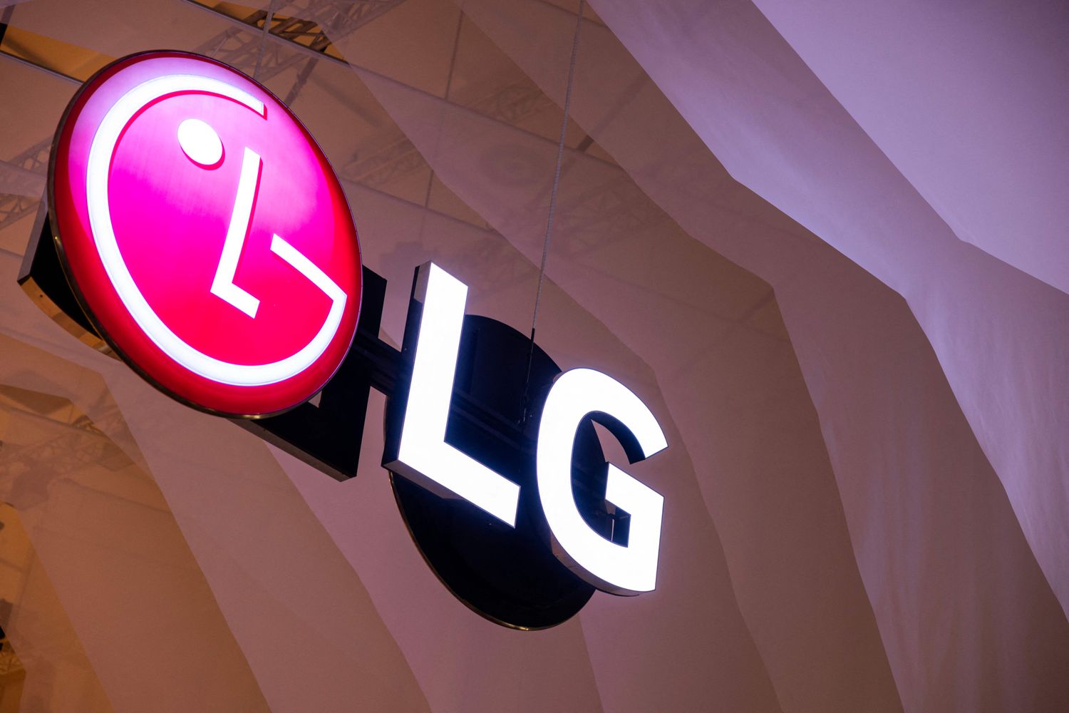 The logo of South Korean electronics giant LG is seen at the company's booth at the Internationale Funkausstellung (IFA), the international trade show for consumer electronics and home appliances, on August 31, 2023 during a preview at the fair grounds in Berlin.