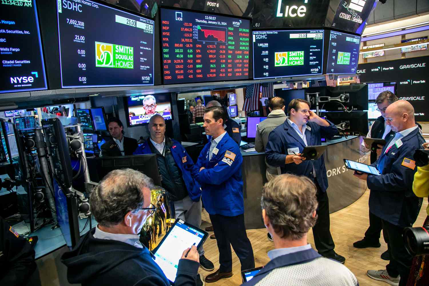Traders work on the floor of the New York Stock Exchange (NYSE) in New York, US.