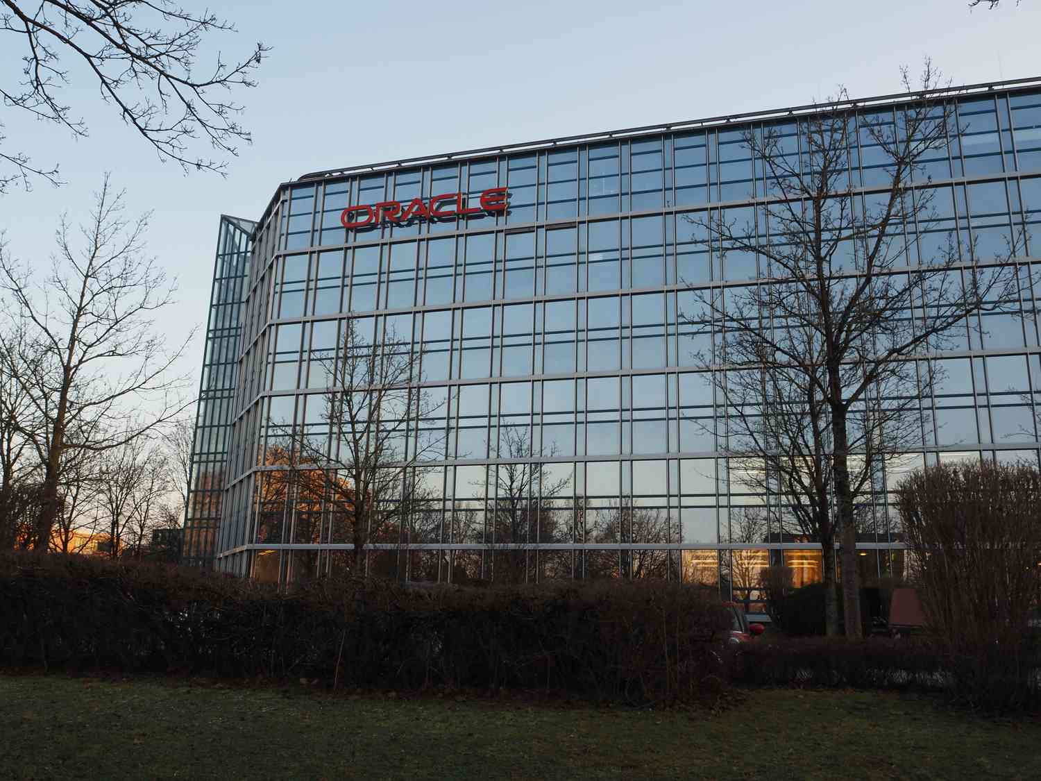 Building exterior showing Oracle logo.