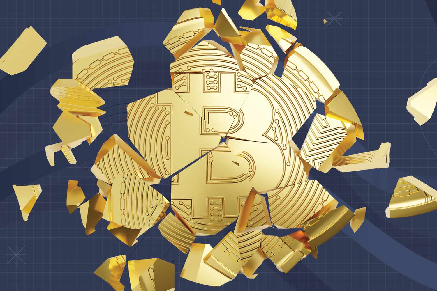 Illustration of broken bitcoin token