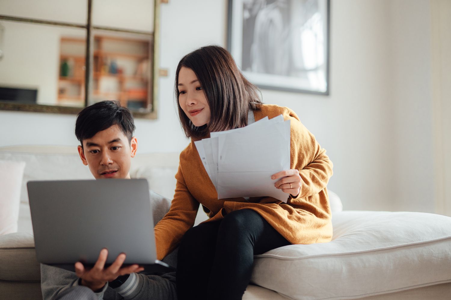 Couple reviewing mortgage rates