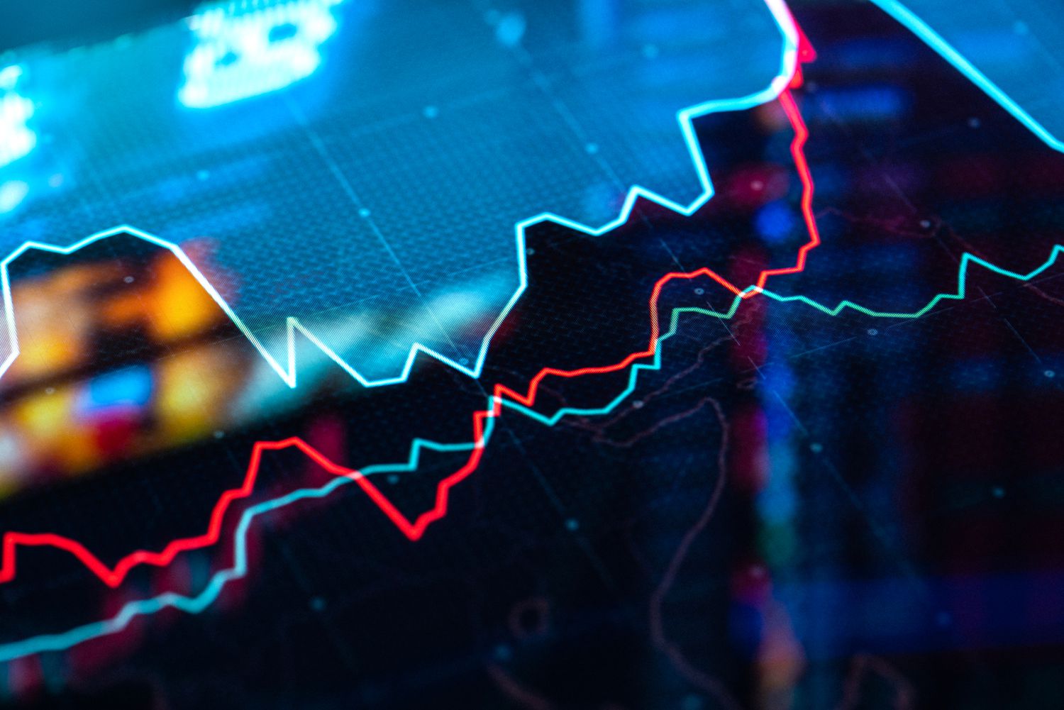 Screen showing line graphs of volitility in price and trade volume for an option