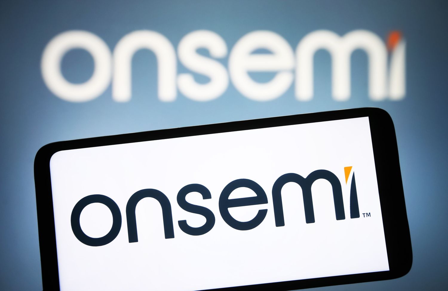 The Onsemi logo in a photo illustration.