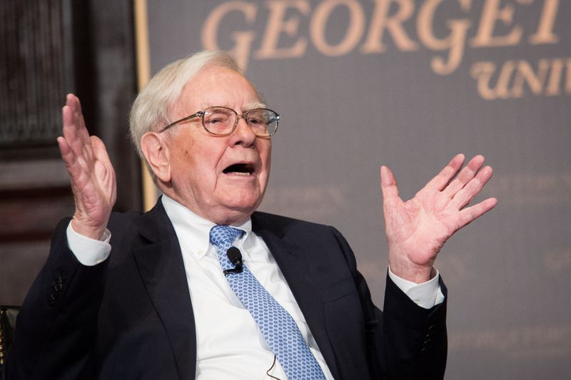 Warren Buffett, chairman of the board and CEO of Berkshire Hathaway, speaks in Gaston Hall at Georgetown University,