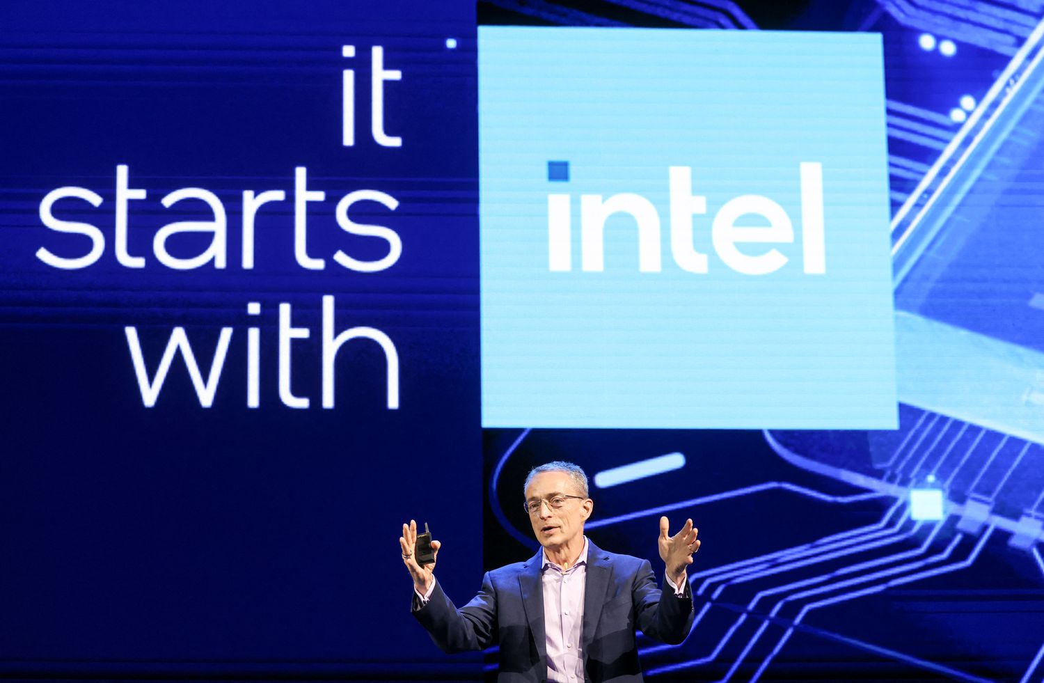 Intel CEO Pat Gelsinger delivers a speech at Computex 2024 in Taipei on June 4, 2024