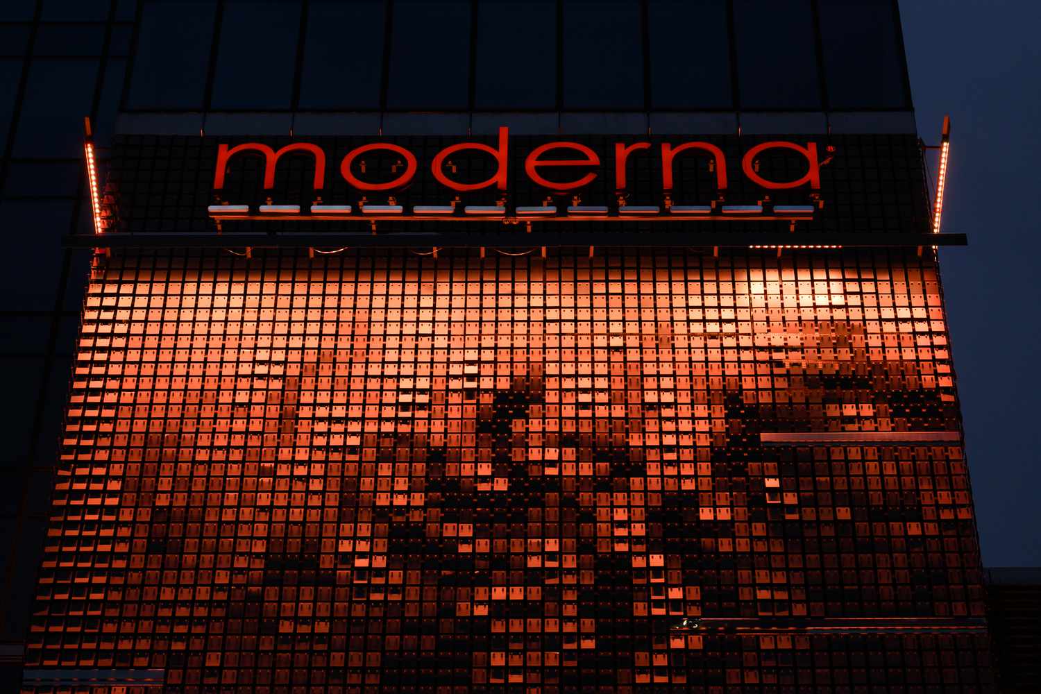The logo of Moderna on a building in Warsaw, Poland, in June. 