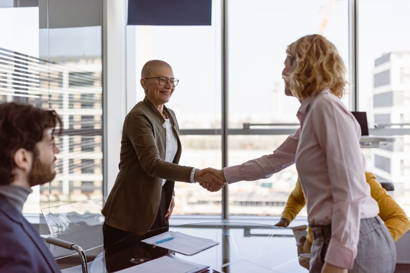 Business woman shaking hands with another professional