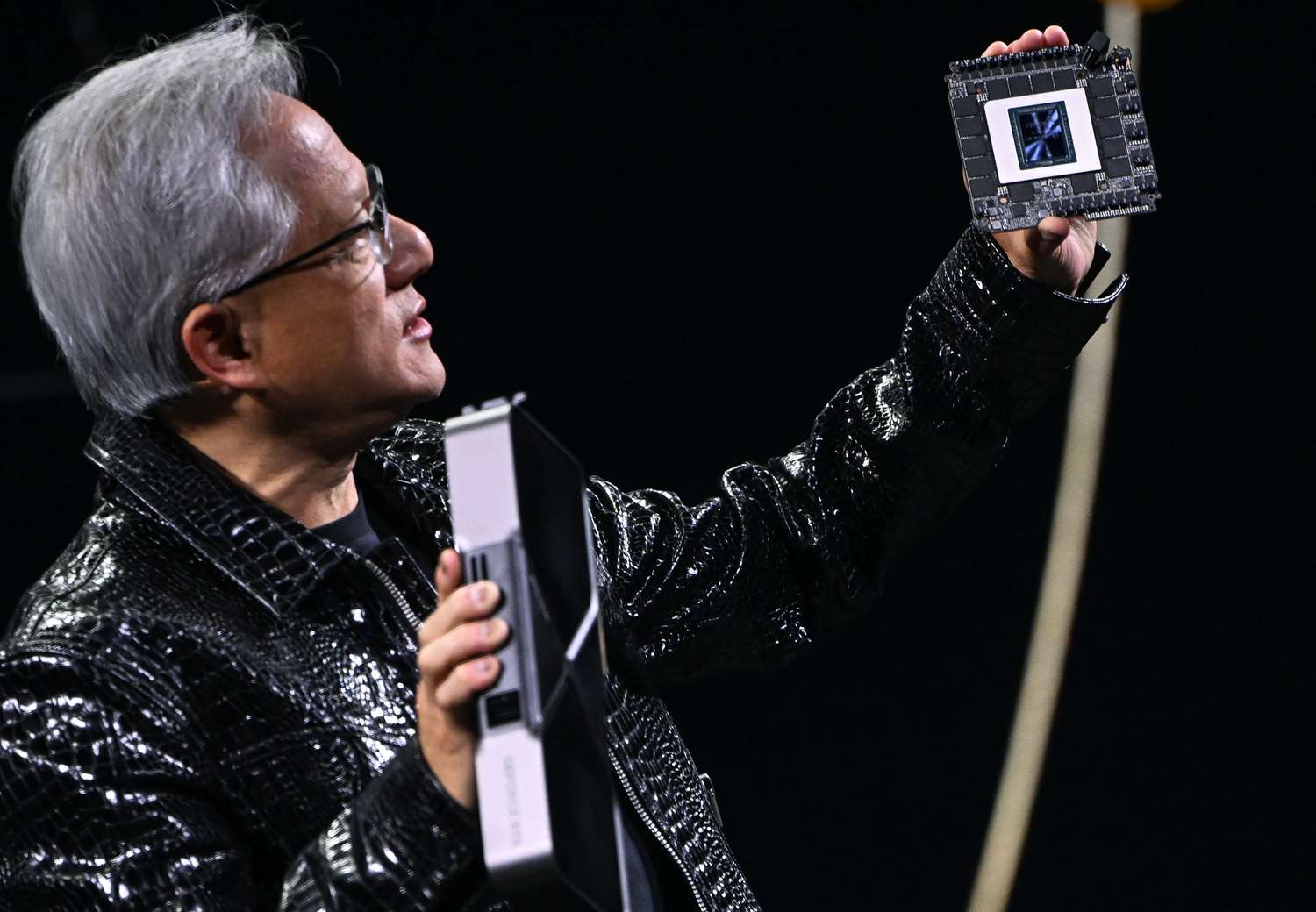Nvidia CEO Jensen Huang at CES 2025 in Las Vegas, Nevada, on Jan. 6, 2025