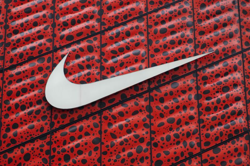 The Nike logo seen at a store in Shanghai. 