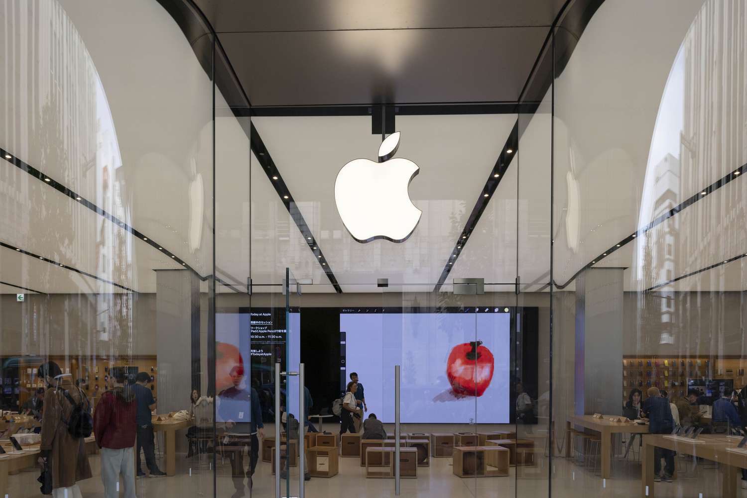 Entrance area of an Apple store in Tokyo