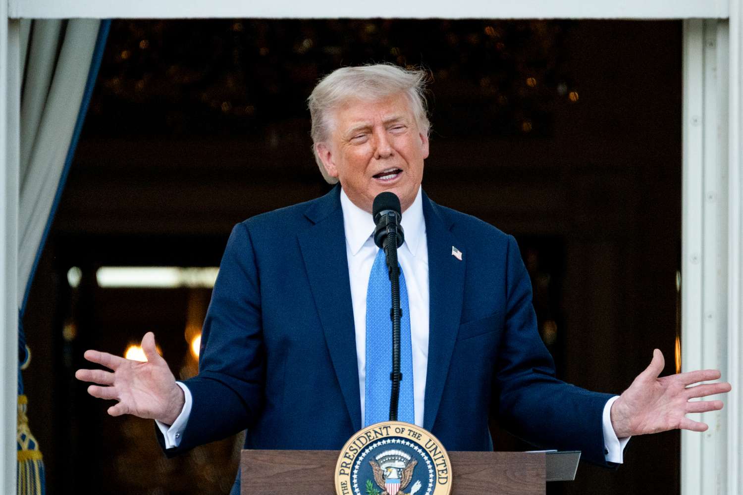 President Donald Trump speaks at the White House on June 4. 
