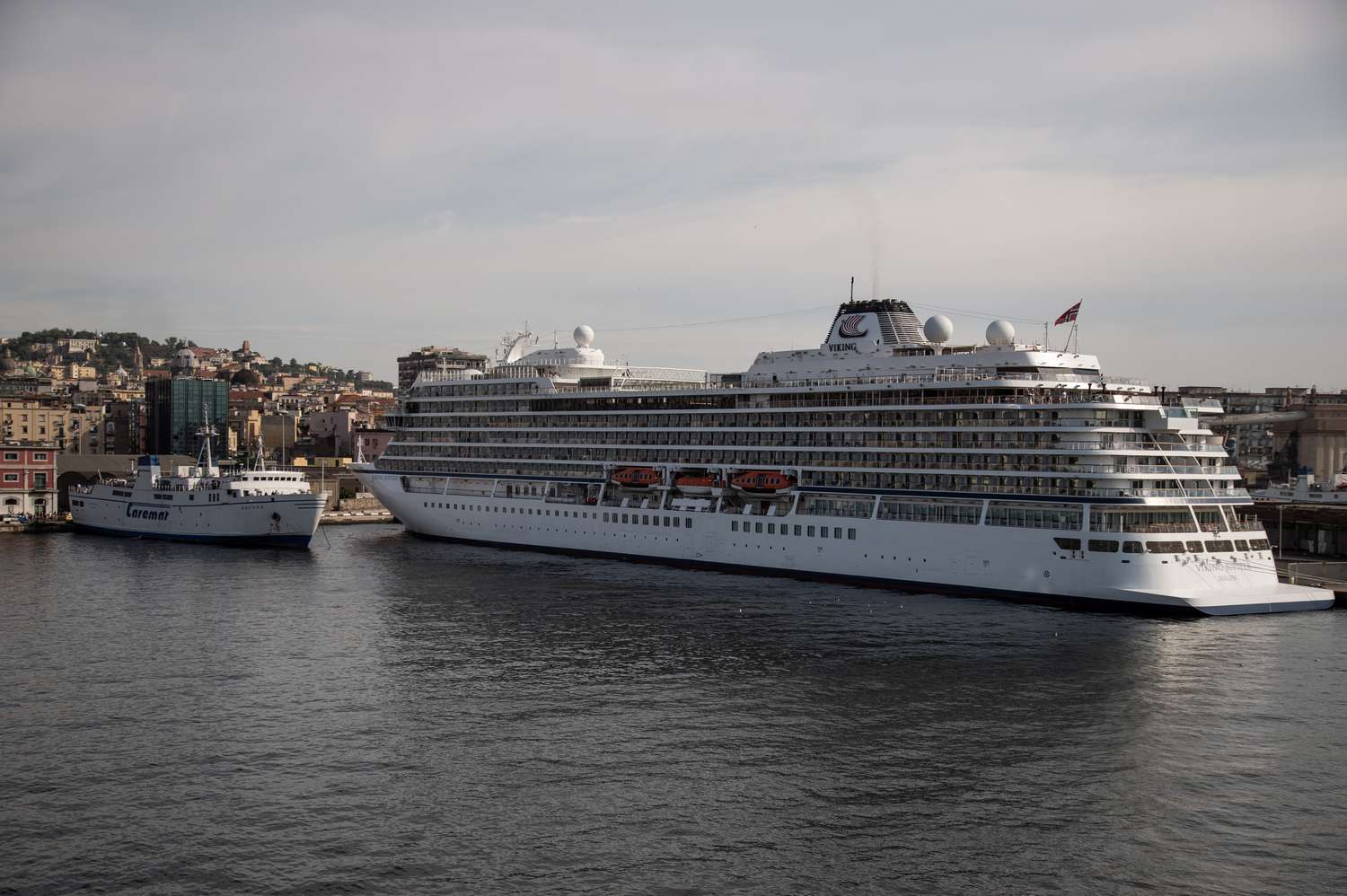 A Viking cruise ship in Naples, Italy, on August 05, 2024.