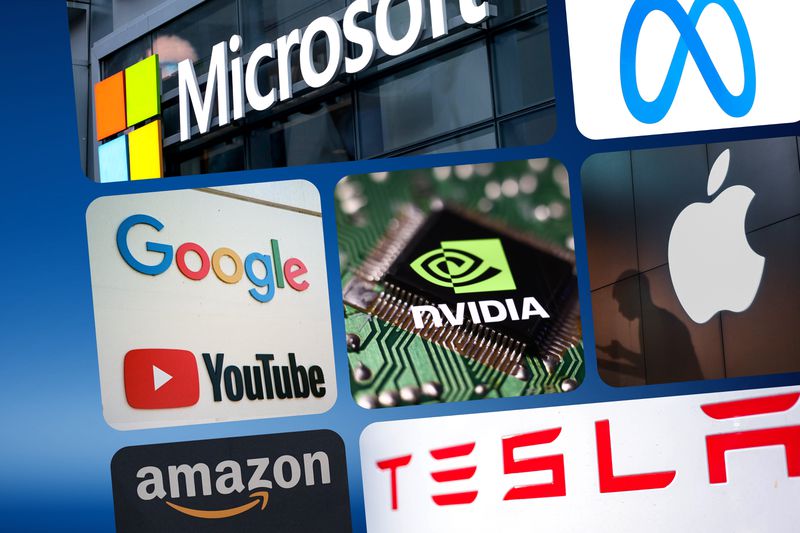 An illustration of the logos of the Magnificent Seven companies. 