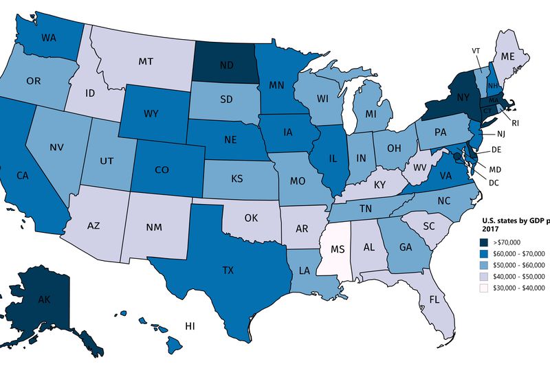 U.S. States by GDP per capita, 2017