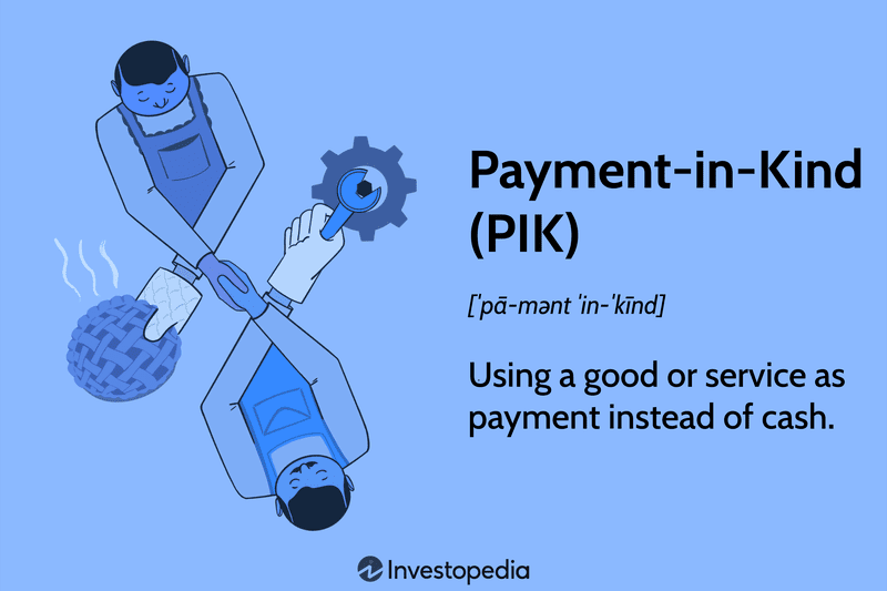 Payment-in-Kind (PIK): Using a good or service as payment instead of cash.