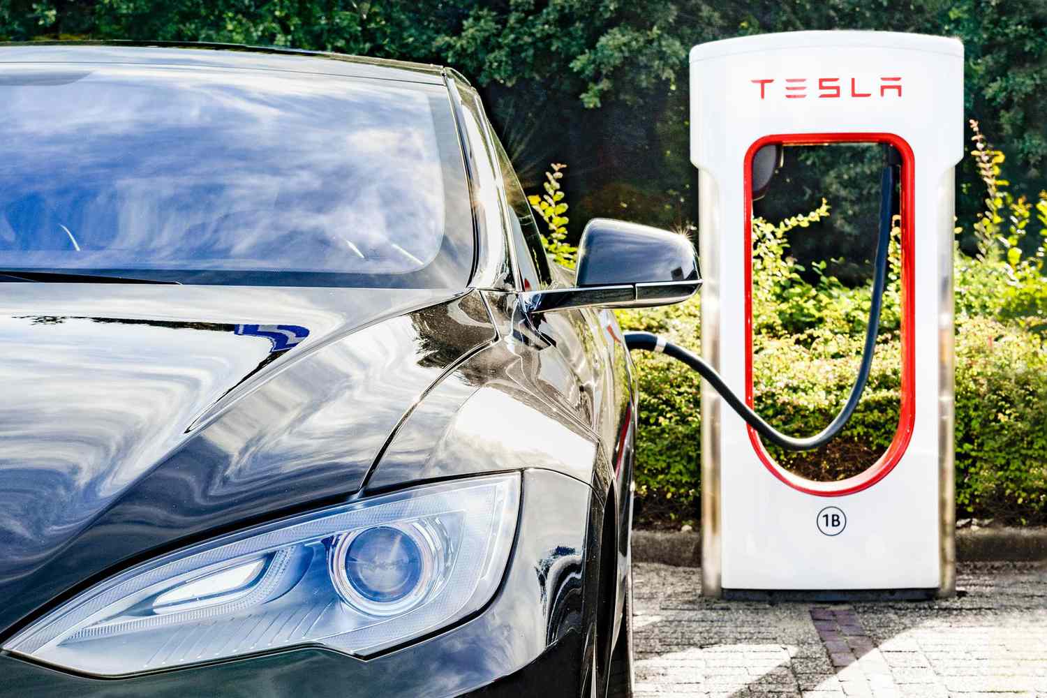 Electric vehicle at charging station