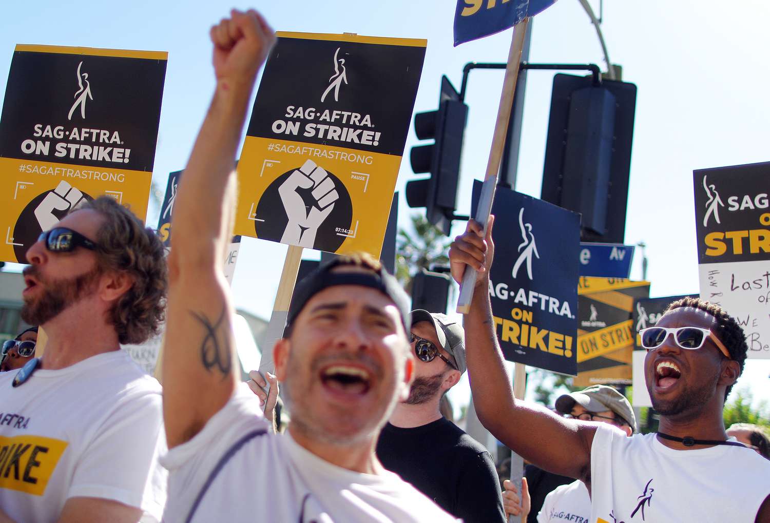 SAG-AFTRA members on strike.