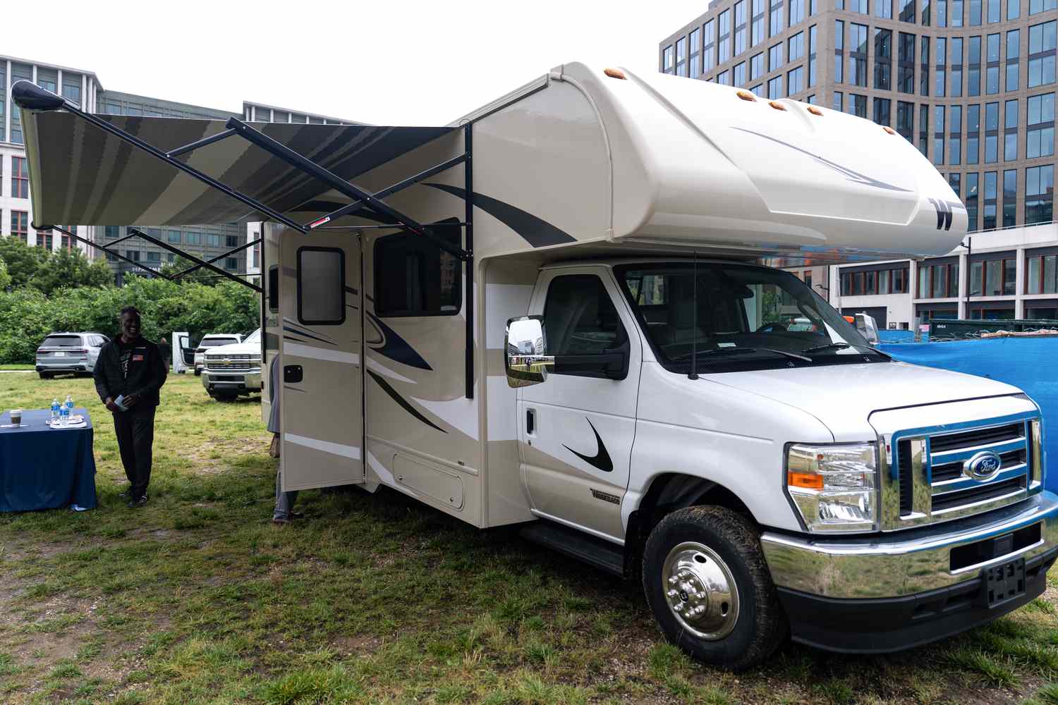 A 2025 Winnebago Minnie Winnie during a Great American Road Trip Expo hosted by the Department of Transportation in Washington, D.C., on May 29, 2025