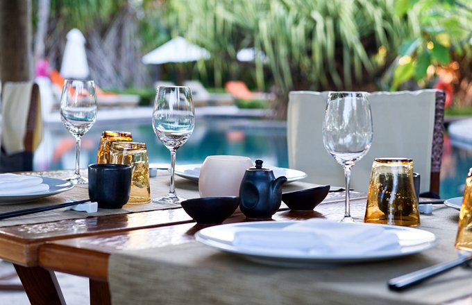 Table setting at a hotel.